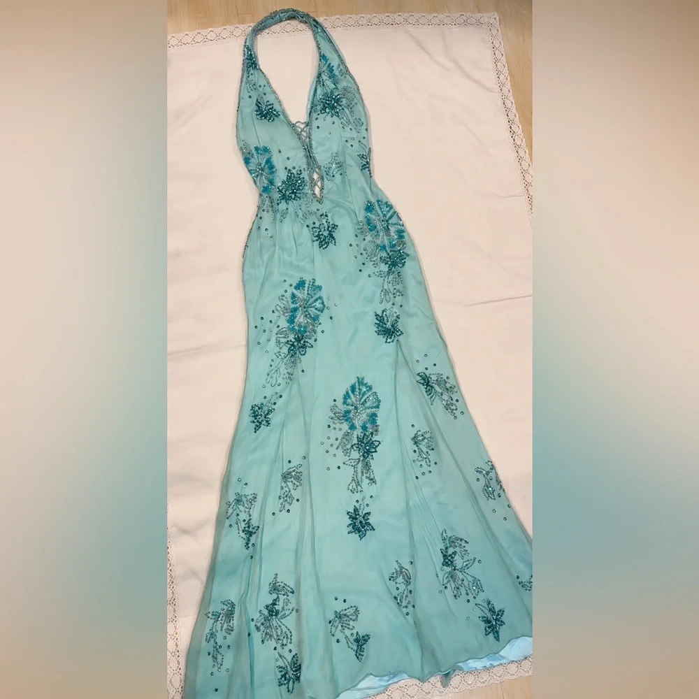 Vintage Y2K 100% Silk Beaded Dress Vintage Beaded Dress Vintage Prom Y2K Fairy - Picture 4 of 14